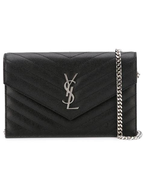 ysl monogram quilted leather chain wallet|ysl wallet on chain sale.